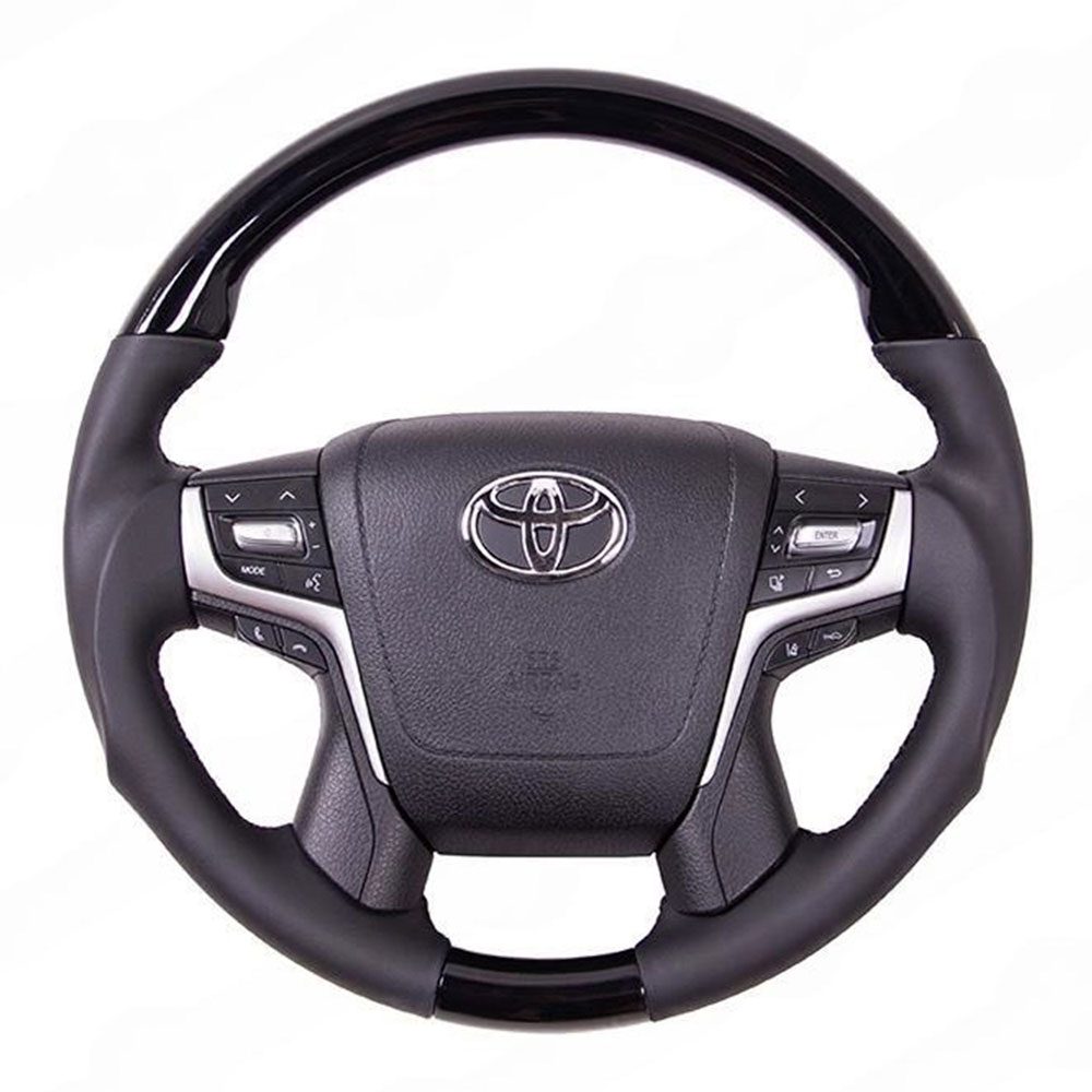 Руль в стиле Land Cruiser 200 для автомобилей Toyota (с анатомией, черный лак)
